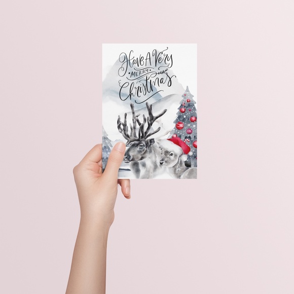 Watercolor Christmas Wall Art Illustration Print Poster Unframed - Picture 5 of 6